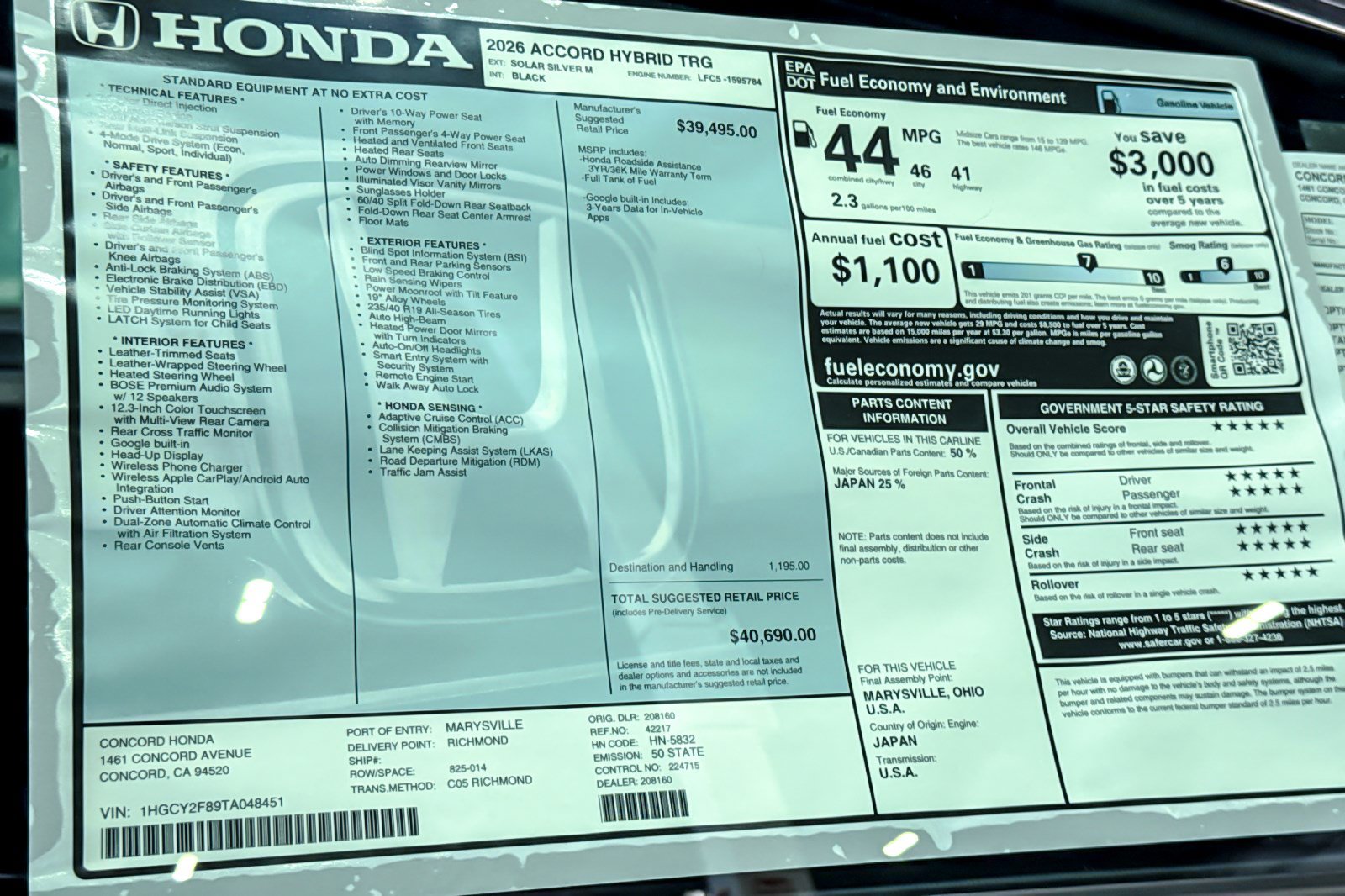 New 2026 Honda Accord Touring image 34