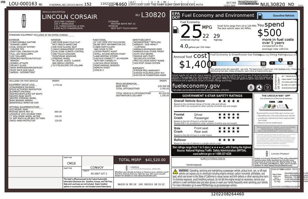 Used 2022 Lincoln Corsair FWD w/ Equipment Group 101A image 41