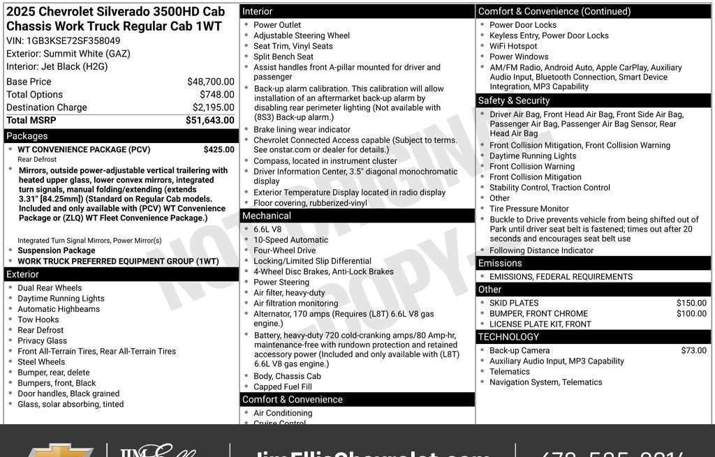 New 2025 Chevrolet Silverado 3500 W/T w/ WT Convenience Package AWD/4WD image 4