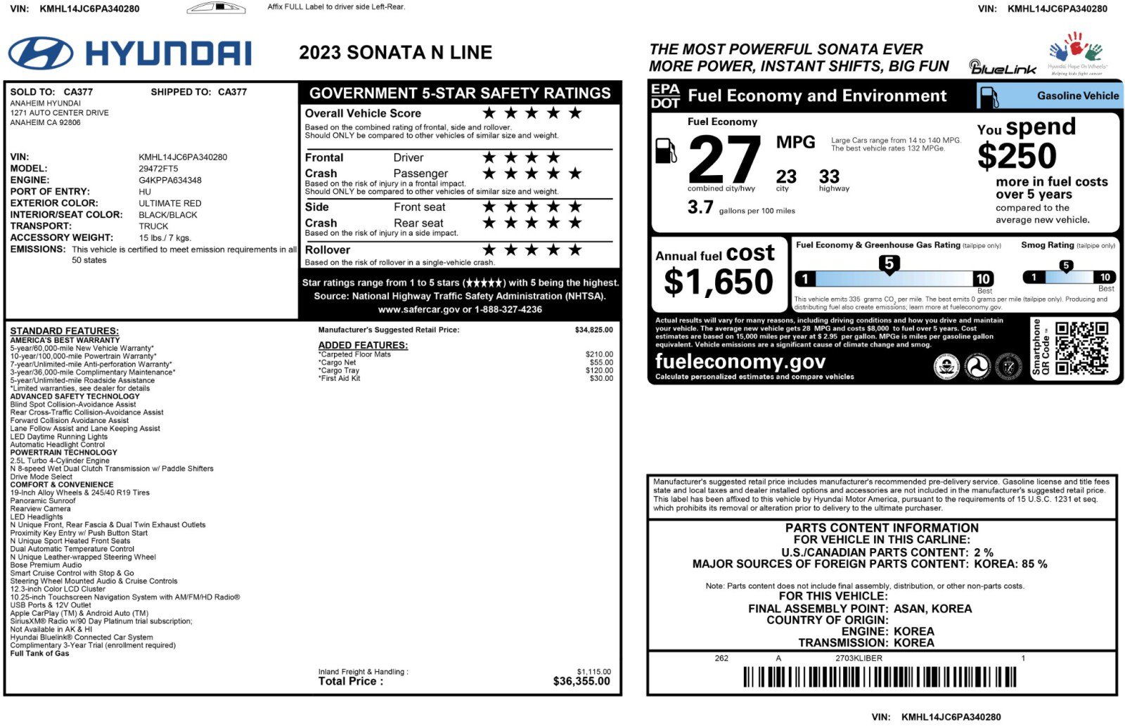 Used 2023 Hyundai Sonata N Line FWD image 51