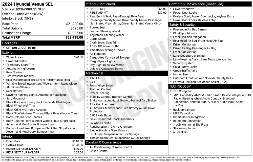 Used 2024 Hyundai Venue SEL FWD image 10