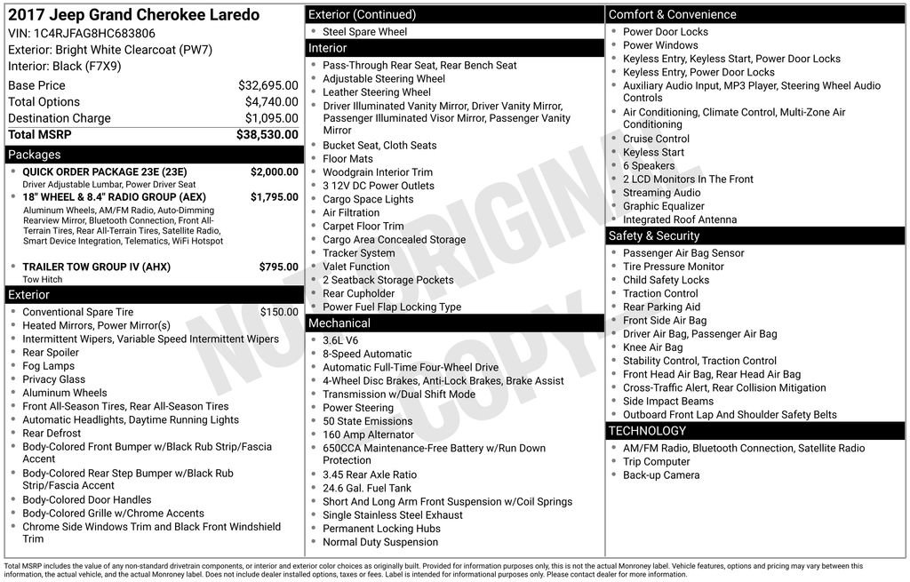 Used 2017 Jeep Grand Cherokee Laredo w/ Quick Order Package 23E image 4