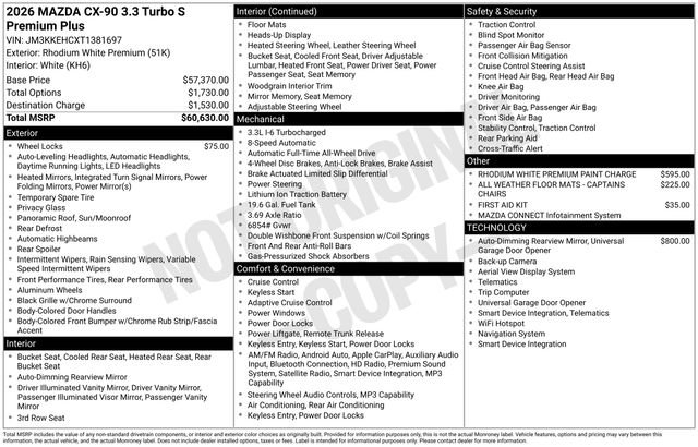 New 2026 MAZDA CX-90 3.3 Turbo S w/ Premium Plus AWD/4WD image 2
