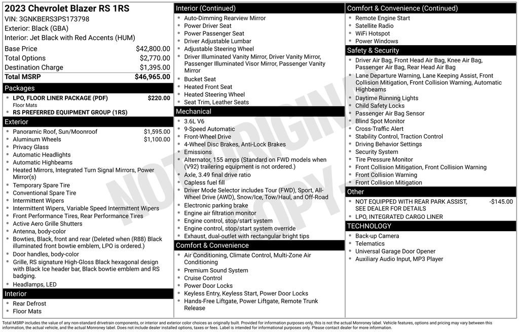 Certified 2023 Chevrolet Blazer RS w/ LPO, Floor Liner Package image 11