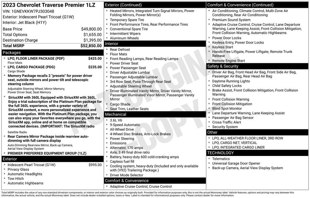 Certified 2023 Chevrolet Traverse Premier w/ LPO, Floor Liner Package AWD/4WD image 7
