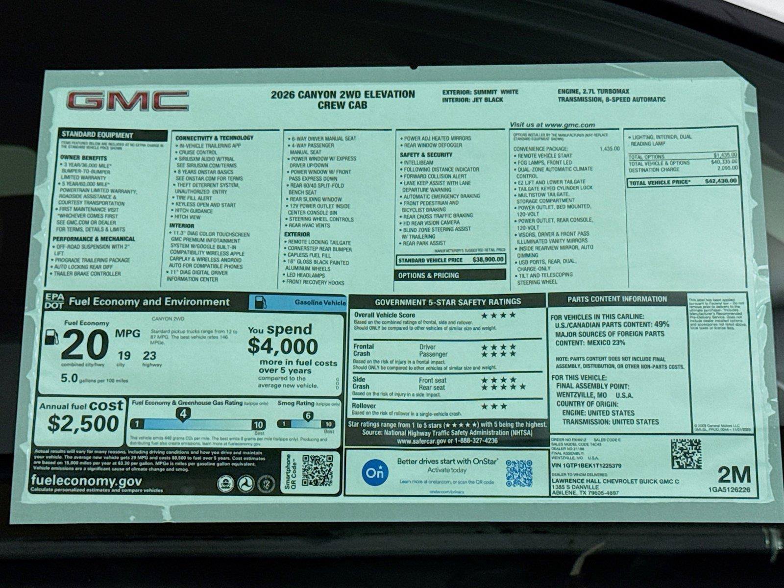 New 2026 GMC Canyon Elevation w/ Convenience Package RWD image 20