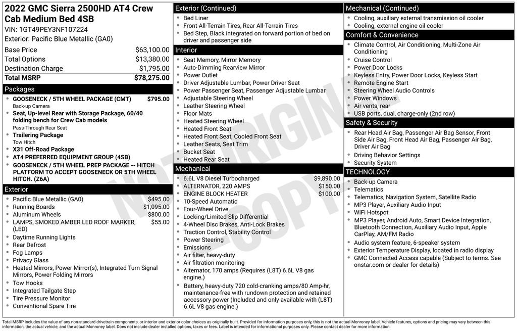 Used 2022 GMC Sierra 2500 AT4 w/ Gooseneck/5TH Wheel Package AWD/4WD image 2