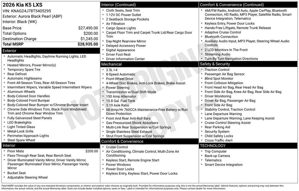 New 2026 Kia K5 LXS image 28
