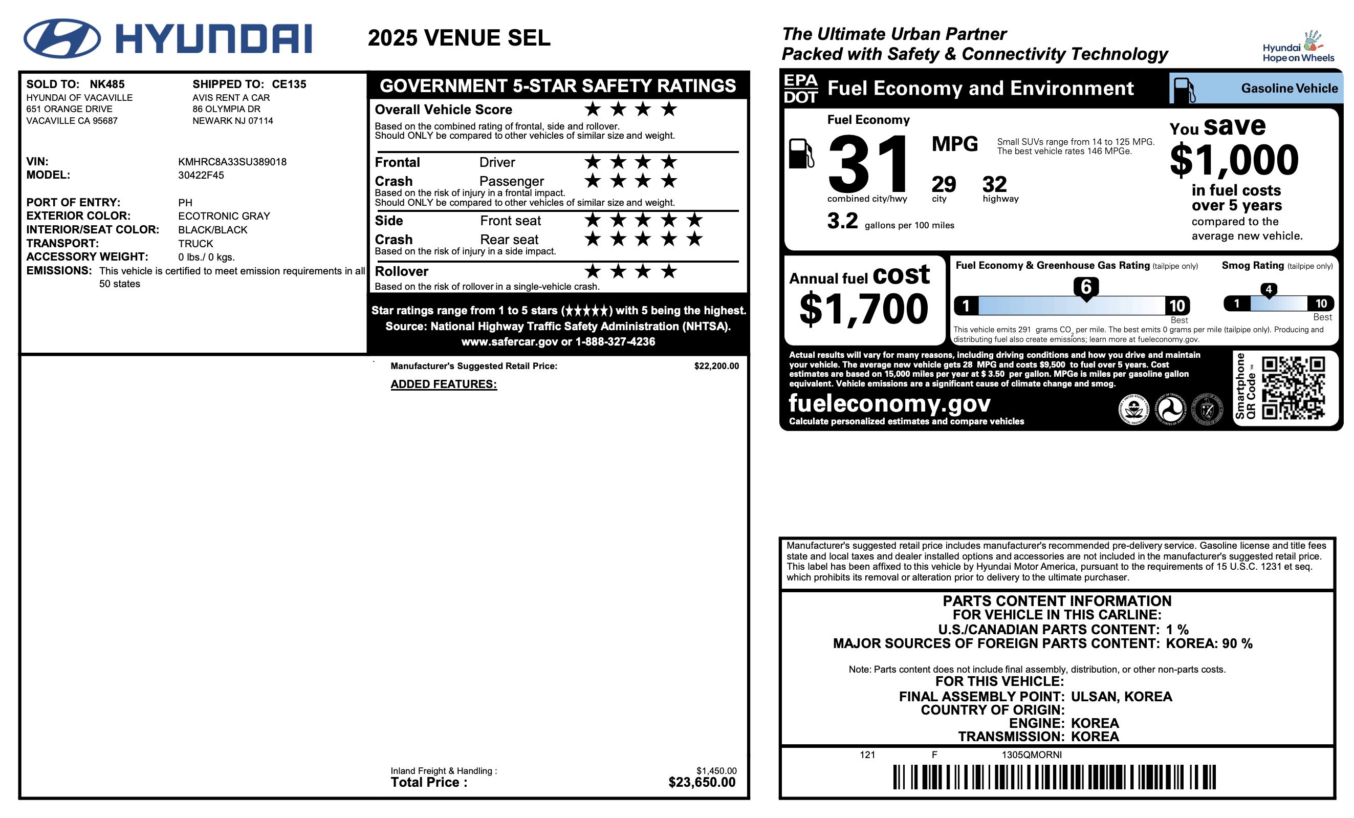 Used 2025 Hyundai Venue SEL FWD image 2