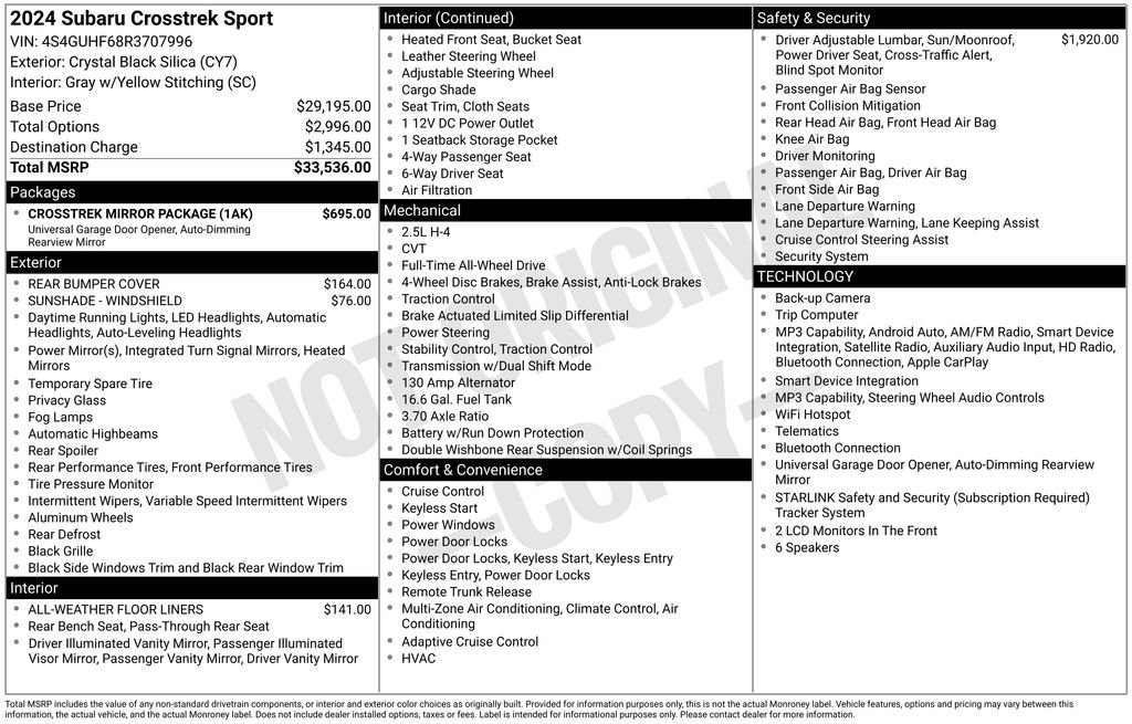 Certified 2024 Subaru Crosstrek 2.5i Sport w/ Crosstrek Mirror Package AWD/4WD image 8