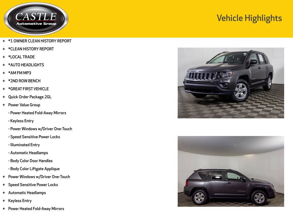Used 2016 Jeep Compass Sport w/ Power Value Group FWD image 3