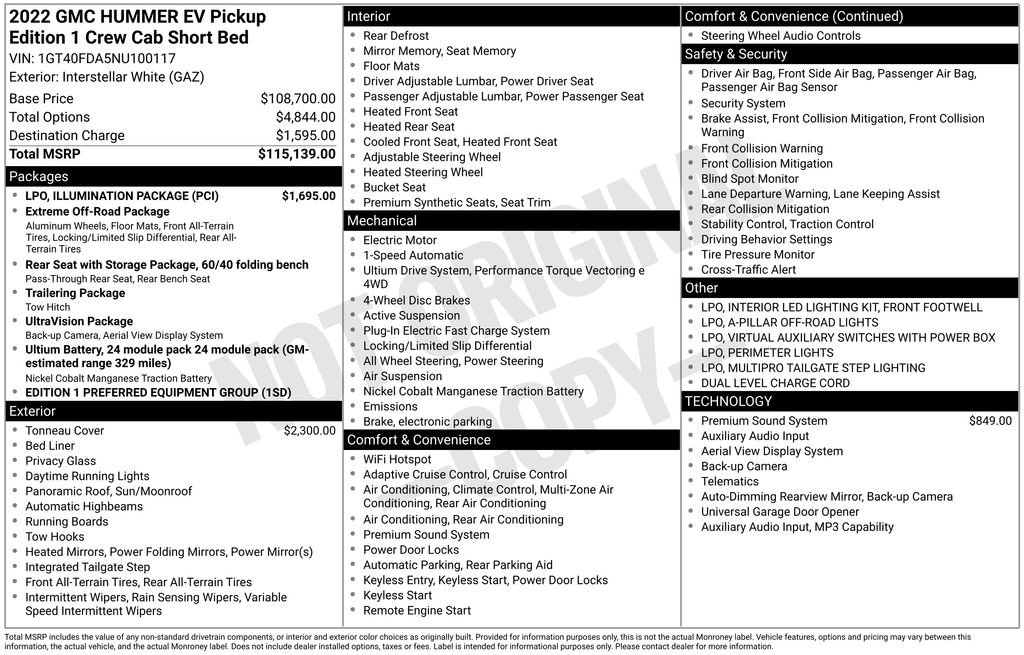 Used 2022 GMC Hummer EV Edition 1 w/ LPO, Illumination Package image 15