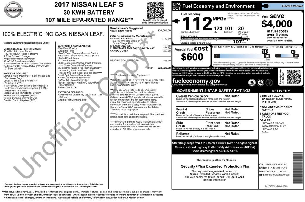Used 2017 Nissan Leaf S w/ Charge Package image 3
