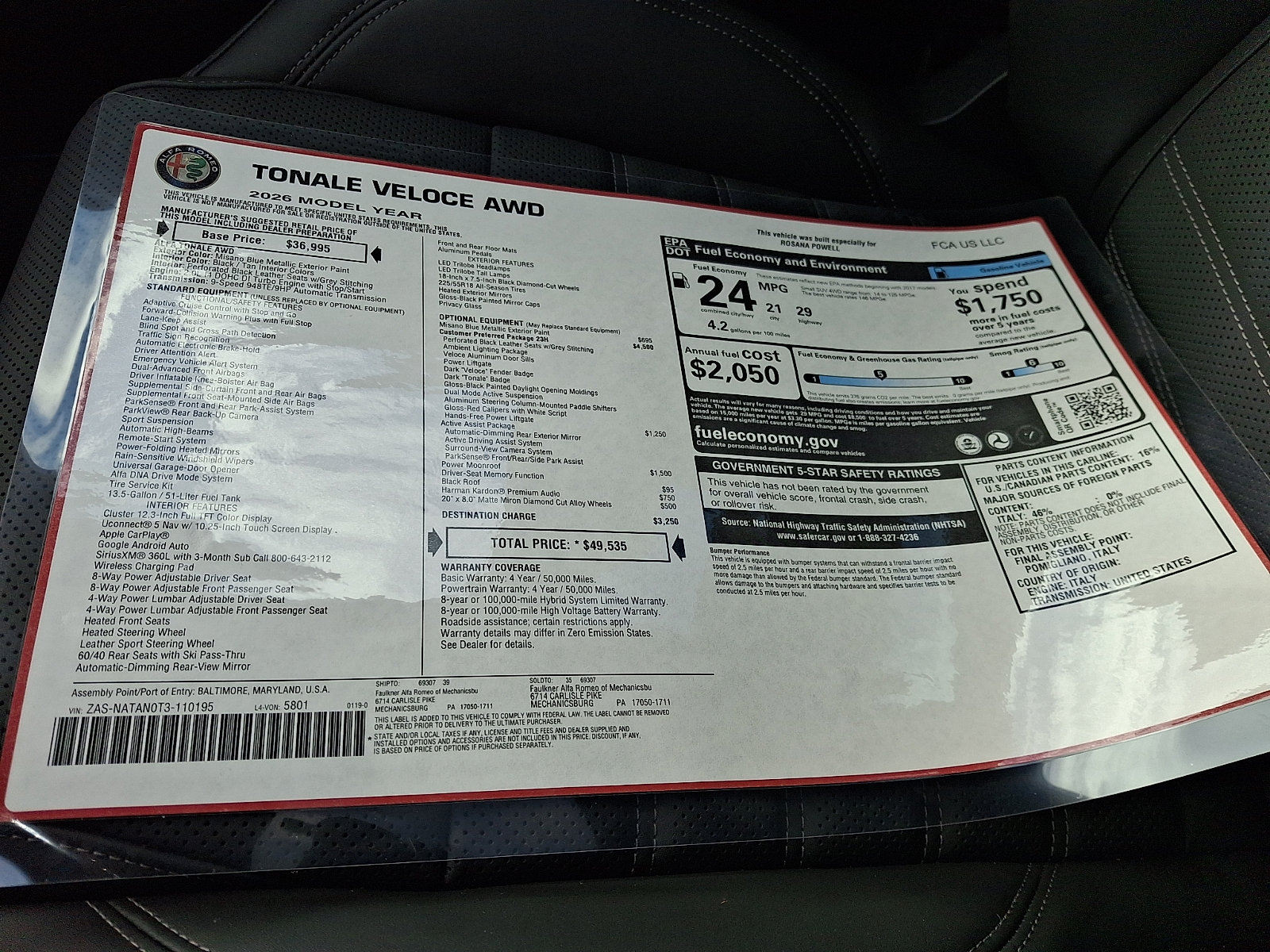 New 2026 Alfa Romeo Tonale w/ Active Assist Package AWD/4WD image 12