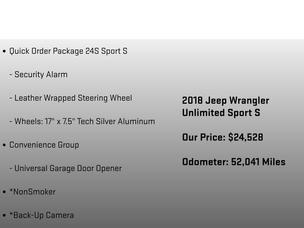 Used 2018 Jeep Wrangler Unlimited Sport S AWD/4WD image 12