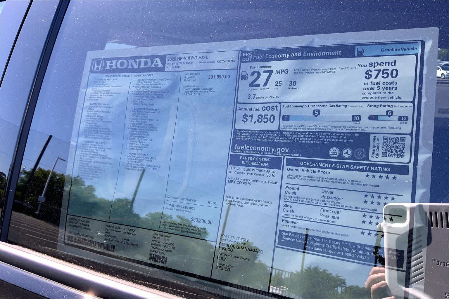 New 2026 Honda HR-V EX-L image 21