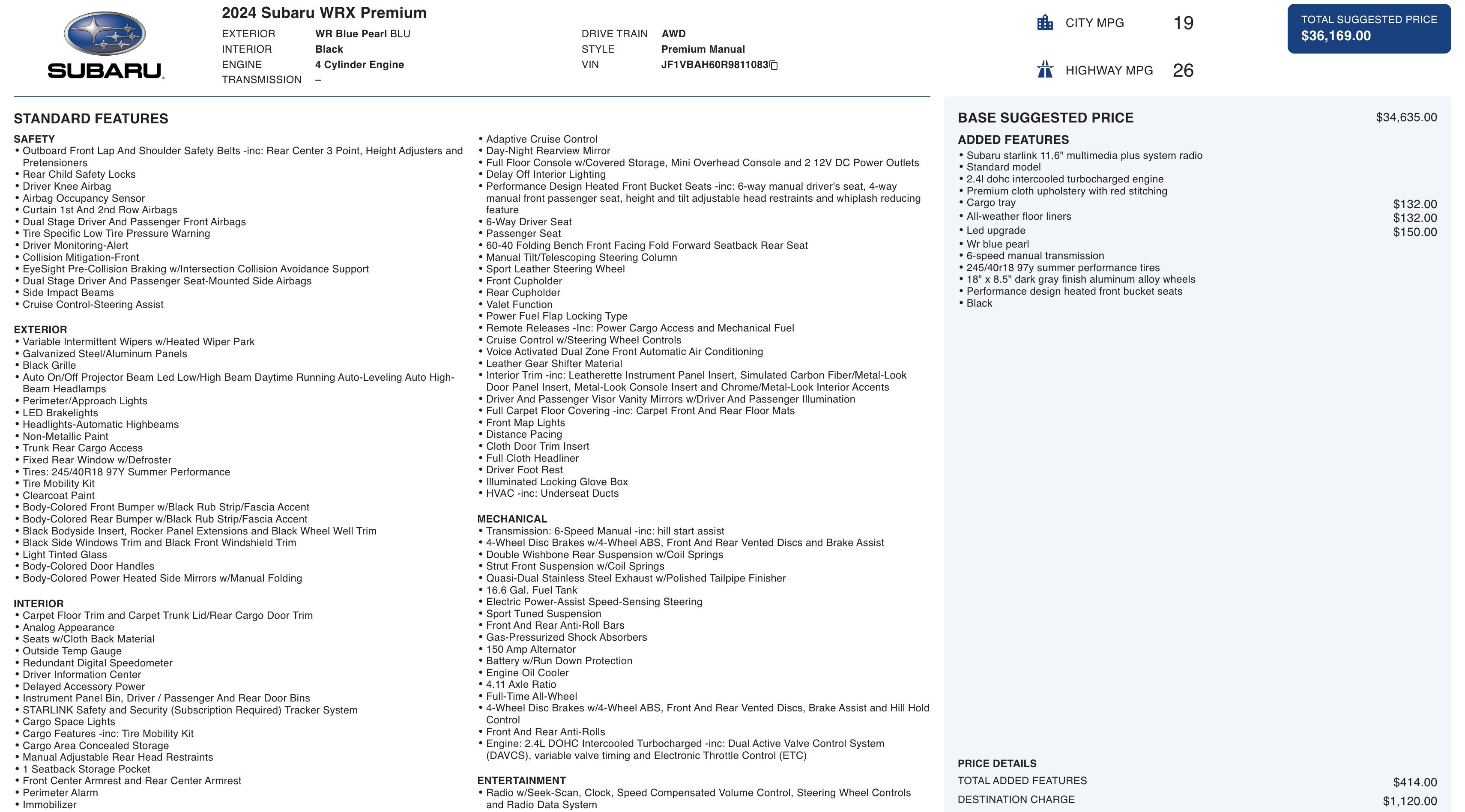 Used 2024 Subaru WRX Premium image 5