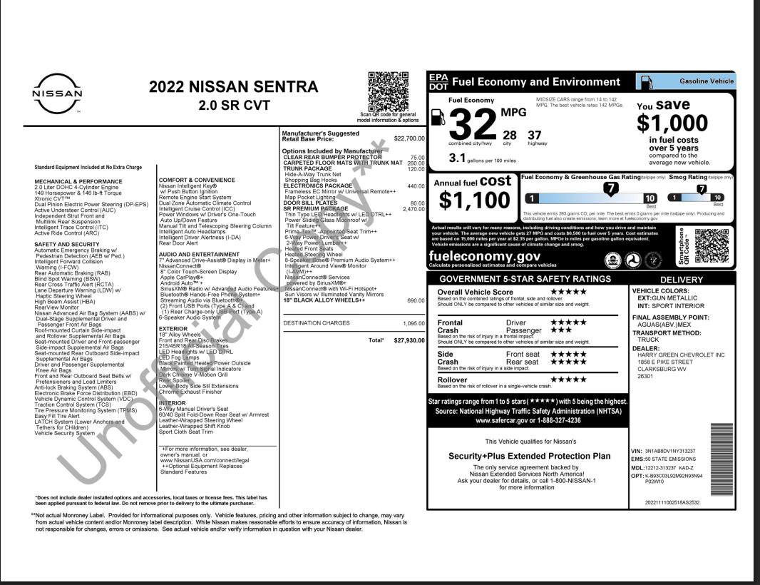 Used 2022 Nissan Sentra SR w/ SR Premium Package FWD image 19