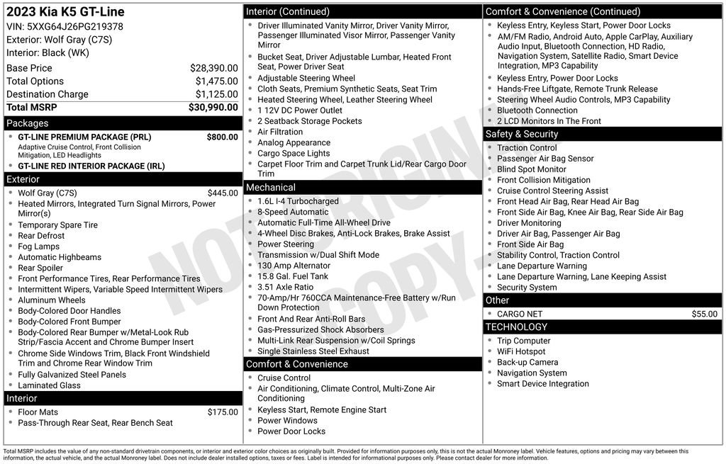 Certified 2023 Kia K5 GT-Line w/ GT-Line Premium Package AWD/4WD image 7
