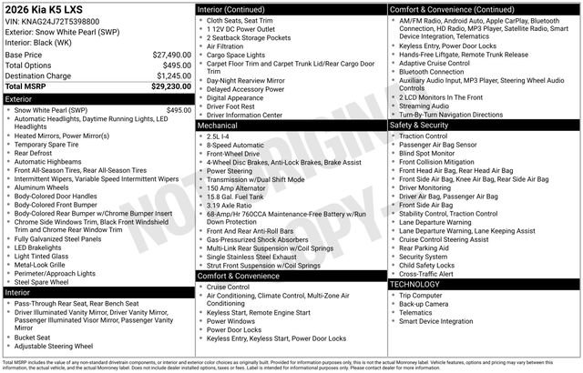 Certified 2026 Kia K5 LXS FWD image 32