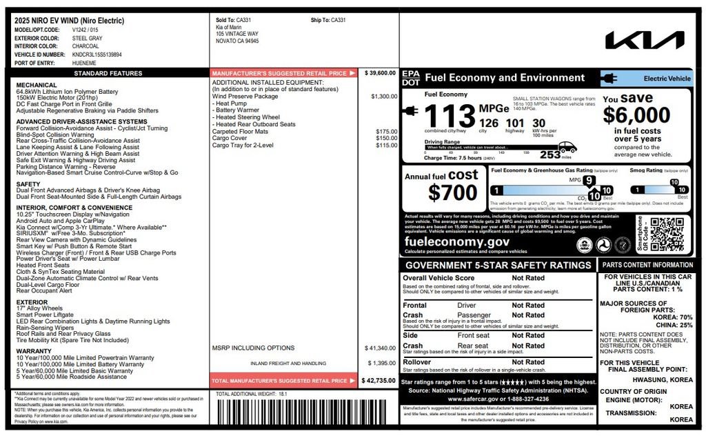 Used 2025 Kia Niro Wind w/ Wind Preserve Package FWD image 4