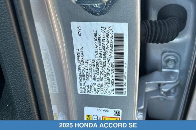 Certified 2025 Honda Accord SE image 29