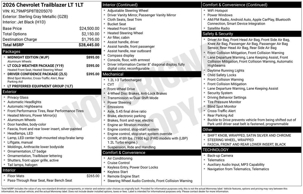 New 2026 Chevrolet TrailBlazer LT w/ Midnight Edition FWD image 4