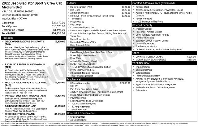 Certified 2022 Jeep Gladiator Sport AWD/4WD image 9