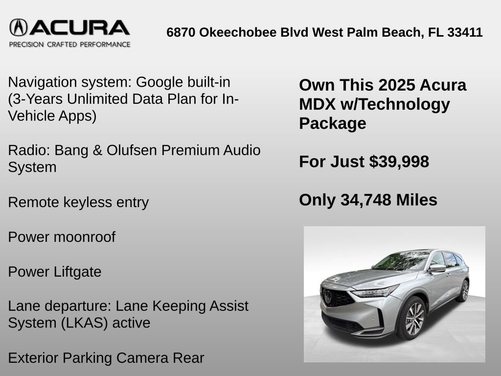 Used 2025 Acura MDX w/ Technology Package FWD image 6