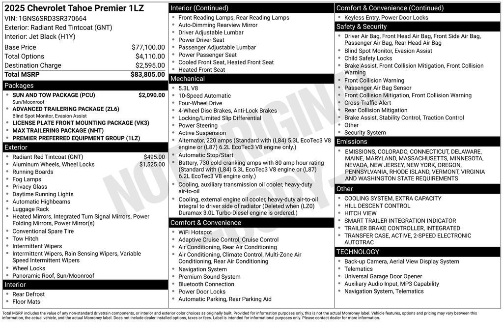 New 2025 Chevrolet Tahoe Premier w/ Sun And Tow Package image 2