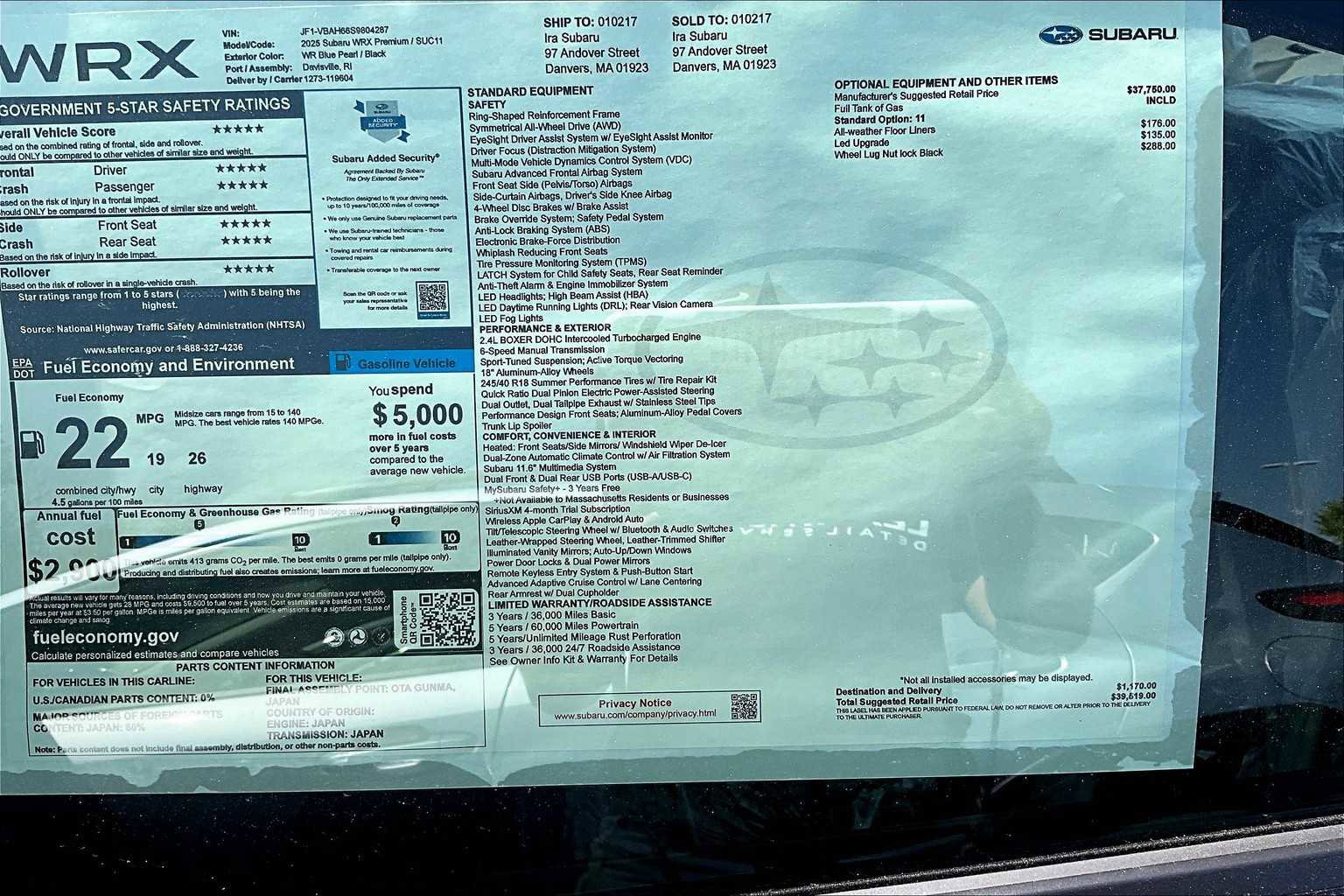 New 2025 Subaru WRX Premium image 18