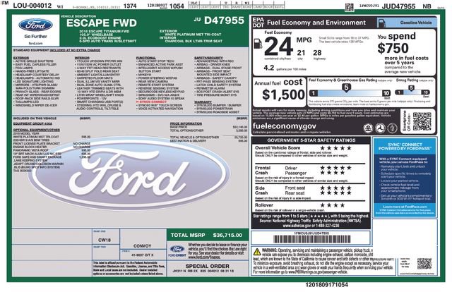 Certified 2018 Ford Escape Titanium w/ Ford Safe & Smart Package FWD image 2