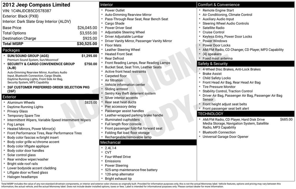 Used 2012 Jeep Compass Limited w/ Sun/Sound Group image 2