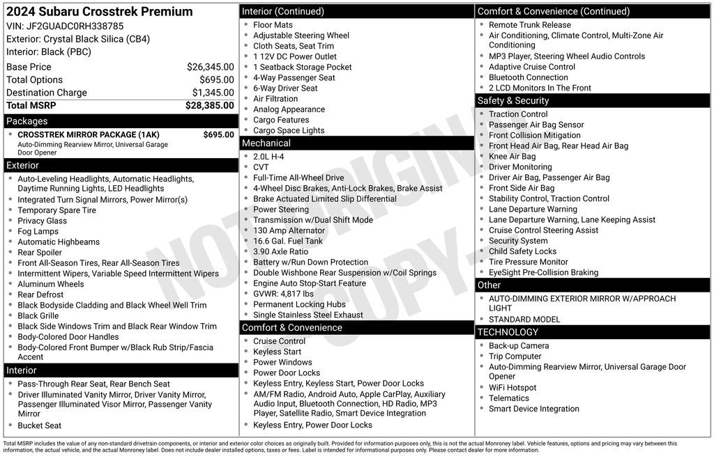Used 2024 Subaru Crosstrek 2.0i Premium w/ Crosstrek Mirror Package image 30