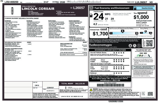 Used 2020 Lincoln Corsair AWD w/ Equipment Group 101A image 9