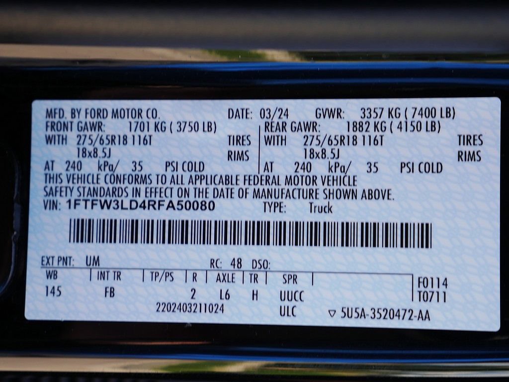 Used 2024 Ford F150 XLT w/ Equipment Group 302A MID AWD/4WD image 77