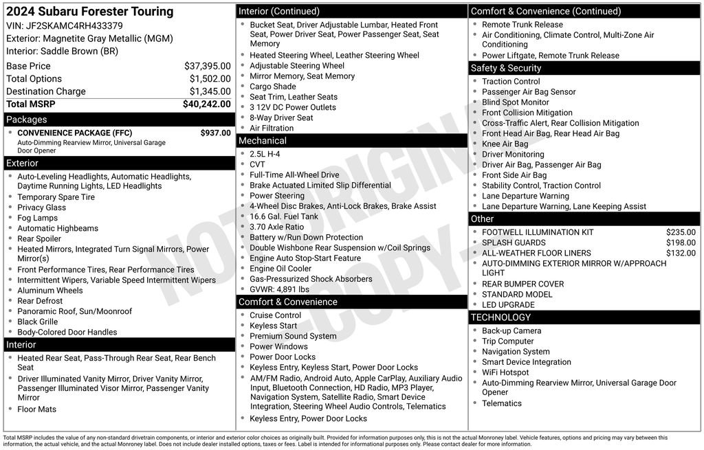 Used 2024 Subaru Forester Touring w/ Convenience Package image 2