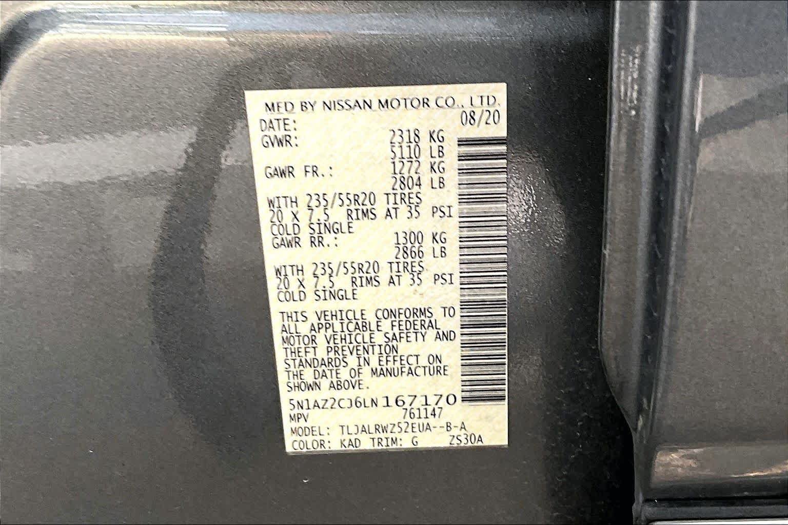 Certified 2020 Nissan Murano SL w/ Moonroof Package FWD image 37