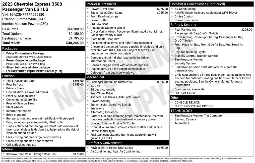 Used 2023 Chevrolet Express 3500 LS RWD image 17