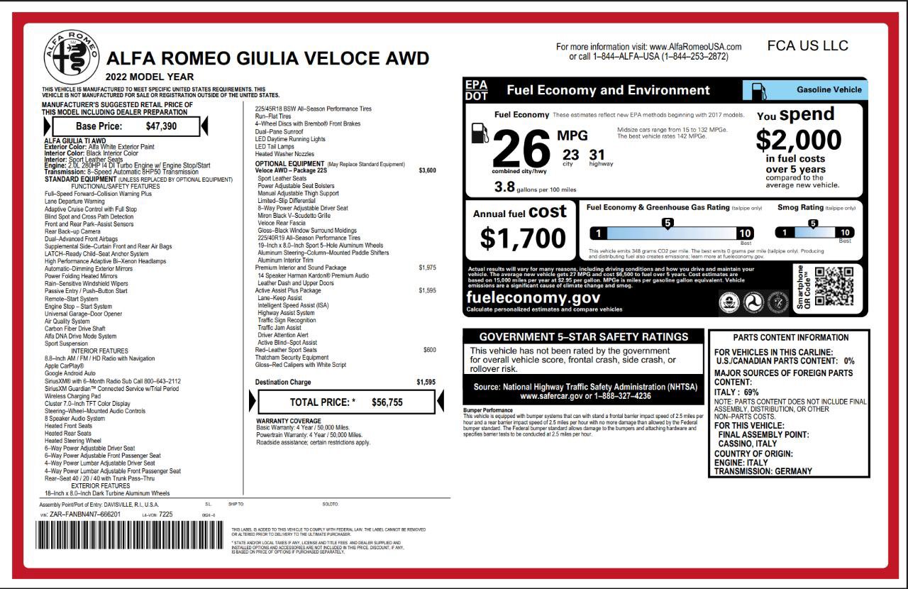 Used 2022 Alfa Romeo Giulia Veloce image 47