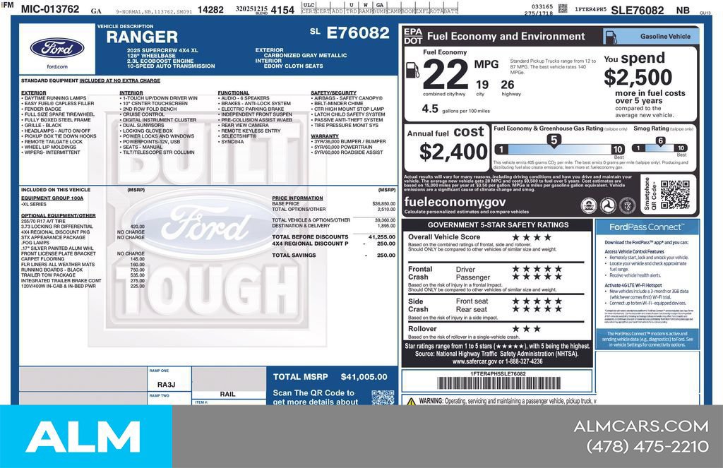 Used 2025 Ford Ranger XL w/ Trailer Tow Package AWD/4WD image 27