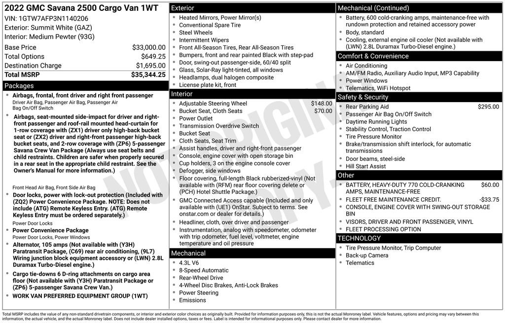 Used 2022 GMC Savana 2500 RWD image 16