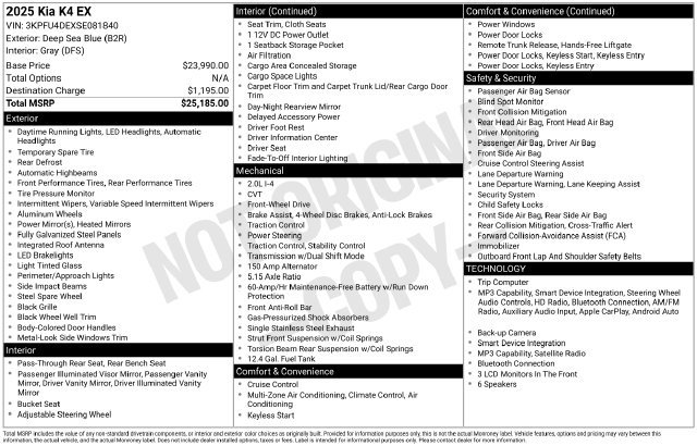 Certified 2025 Kia K4 EX FWD image 23