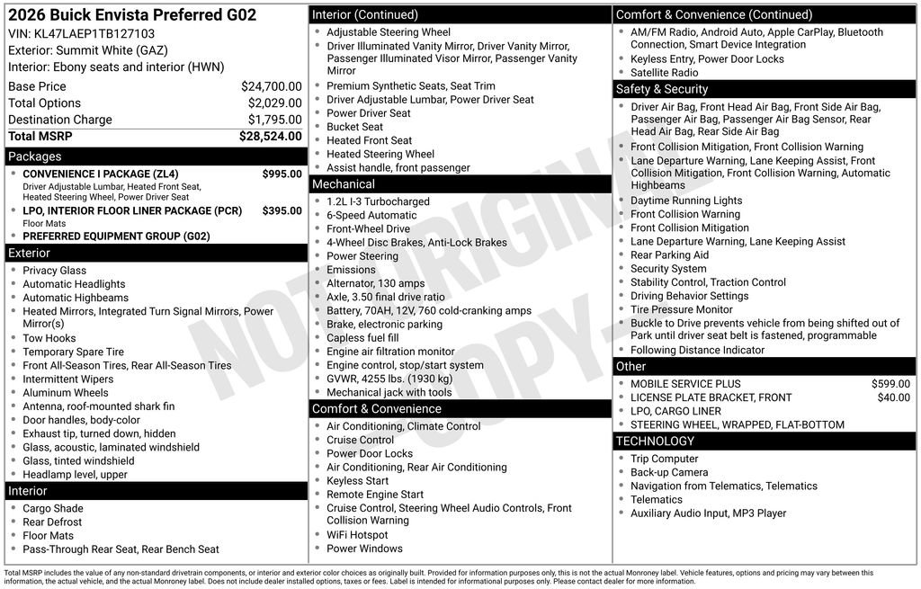 New 2026 Buick Envista Preferred w/ Convenience I Package image 9