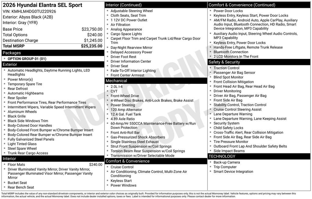 New 2026 Hyundai Elantra Sport FWD image 5