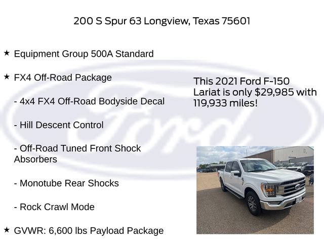 Used 2021 Ford F150 Lariat w/ FX4 Off-Road Package AWD/4WD image 5