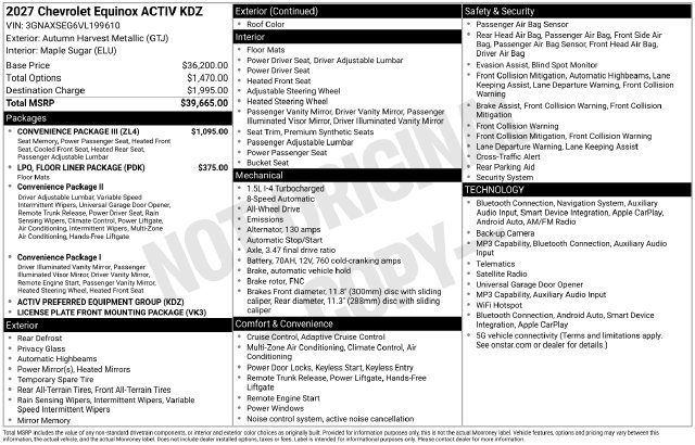 New 2027 Chevrolet Equinox ACTIV w/ Convenience Package III AWD/4WD image 2