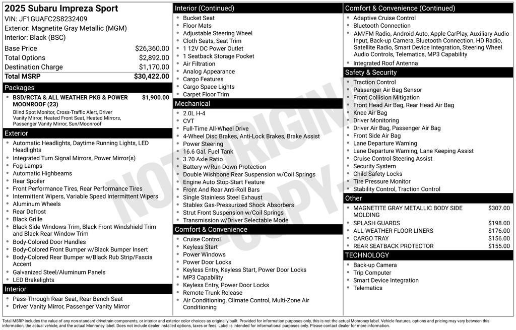 Used 2025 Subaru Impreza 2.0i Sport image 8