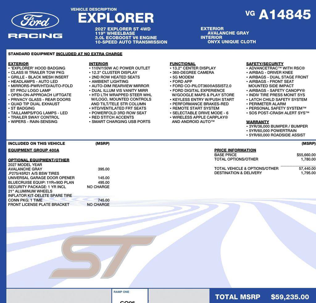 New 2027 Ford Explorer ST AWD/4WD image 2