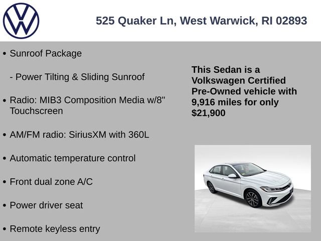 Certified 2025 Volkswagen Jetta SE w/ Sunroof Package image 7